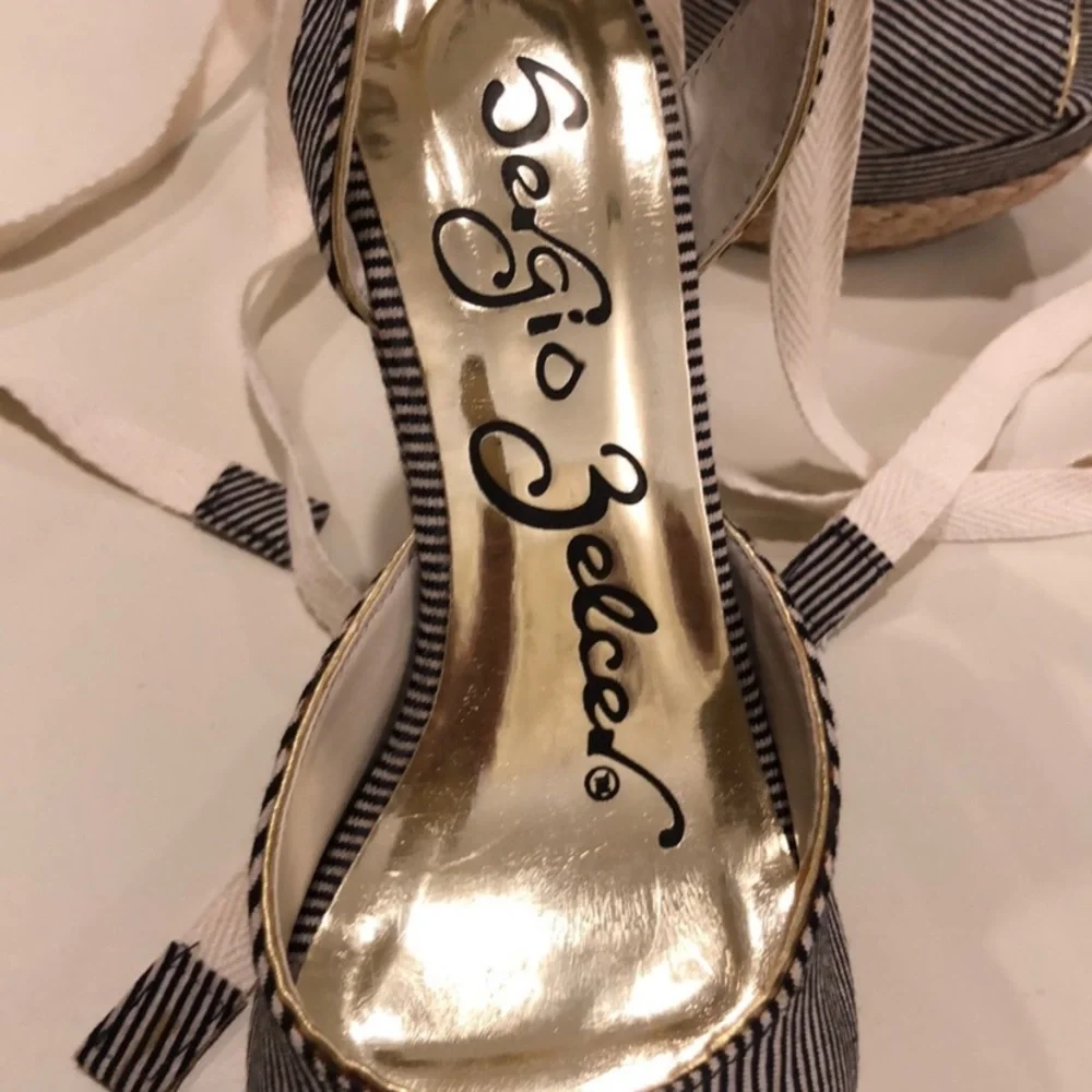 NWT Sergio Zelcer Navy & White Espadrilles